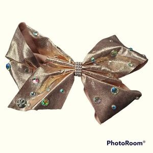 Girls Rose Gold Metallic Hair Bow